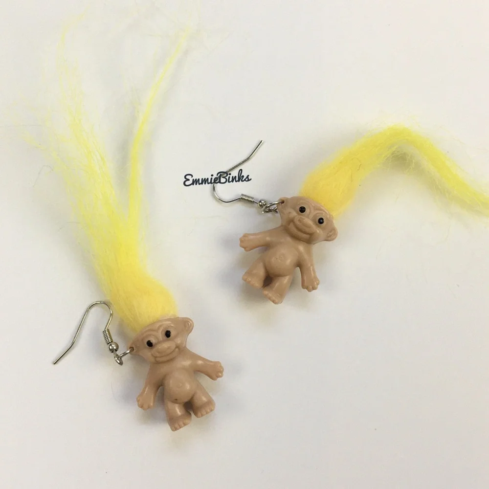 ✨3/$38 New Retro 90s Trolls Troll Doll Drop Dangle Earrings ~ Nostalgia Toy 80’s - Picture 5 of 7